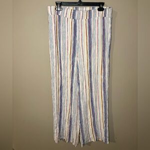 Apt. 9 Striped Women’s Multicolor Wide Leg Pants Size Large Boho Coastal Beach
